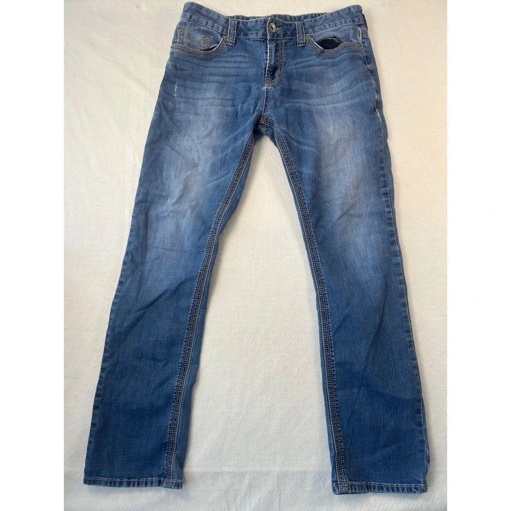 Seven7‎ Mens Straight Leg Jeans W34 L34 Medium Wash Blue Stretch Denim Pants